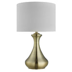 Touch Table Lamp  - Antique Brass Metal & Ivory Fabric Shade