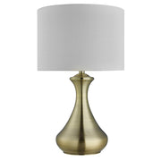 Touch Table Lamp  - Antique Brass Metal & Ivory Fabric Shade