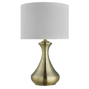 Touch Table Lamp  - Antique Brass Metal & Ivory Fabric Shade