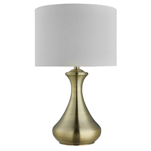 Touch Table Lamp  - Antique Brass Metal & Ivory Fabric Shade