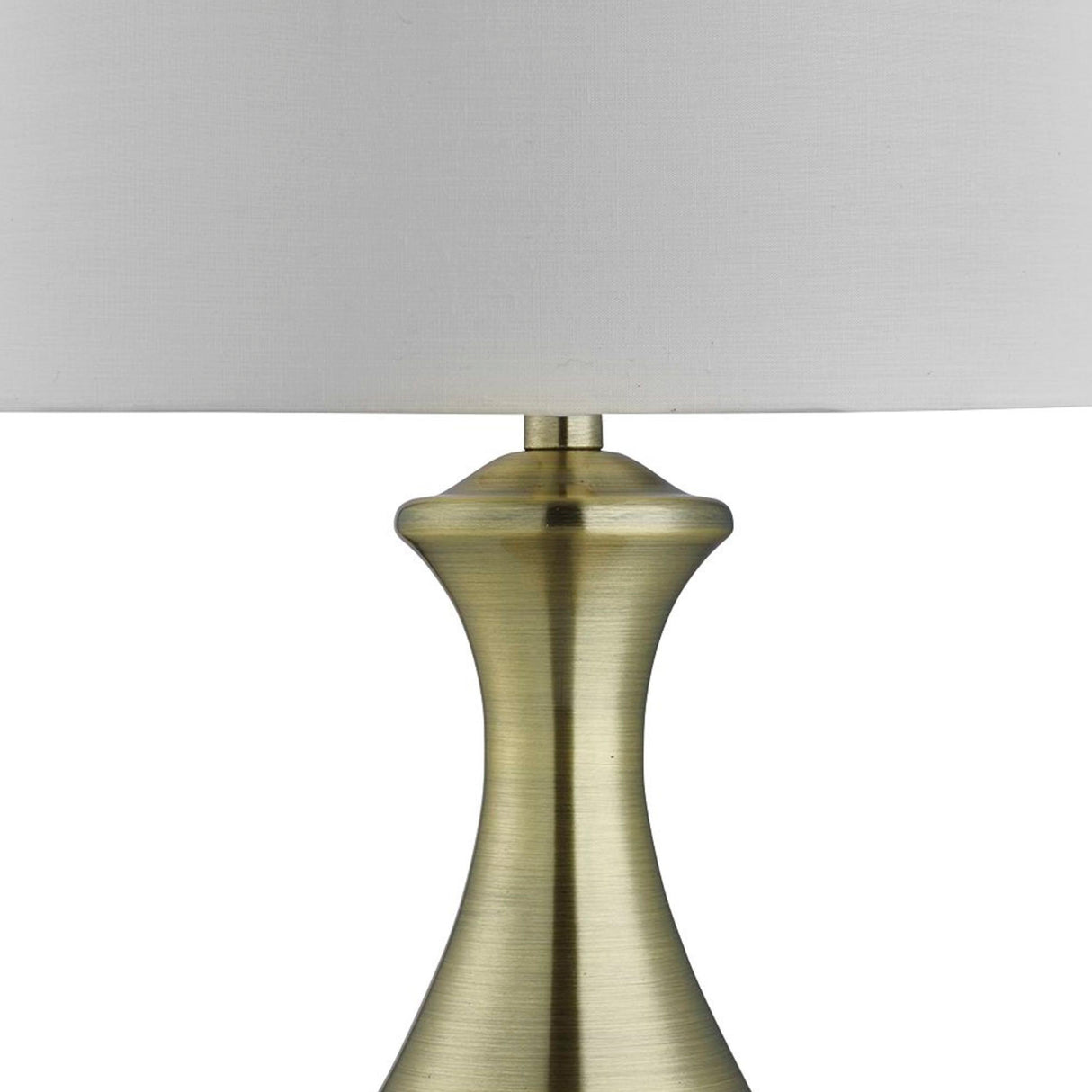 Searchlight Electric Touch Table Lamp  - Antique Brass Metal & Ivory Fabric Shade 2750AB