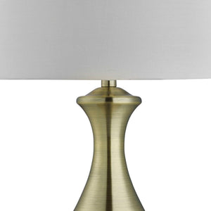 Searchlight Electric Touch Table Lamp  - Antique Brass Metal & Ivory Fabric Shade 2750AB