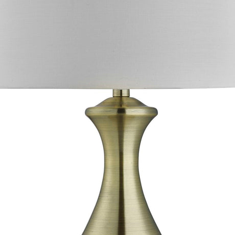 Searchlight Electric Touch Table Lamp  - Antique Brass Metal & Ivory Fabric Shade 2750AB