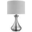 Touch Table Lamp - Satin Silver Metal & Ivory Fabric Shade