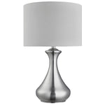 Touch Table Lamp - Satin Silver Metal & Ivory Fabric Shade