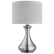 Touch Table Lamp - Satin Silver Metal & Ivory Fabric Shade