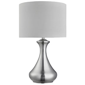 Touch Table Lamp - Satin Silver Metal & Ivory Fabric Shade