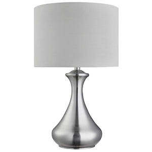 Touch Table Lamp - Satin Silver Metal & Ivory Fabric Shade