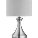 Searchlight Electric Touch Table Lamp - Satin Silver Metal & Ivory Fabric Shade 2750SS