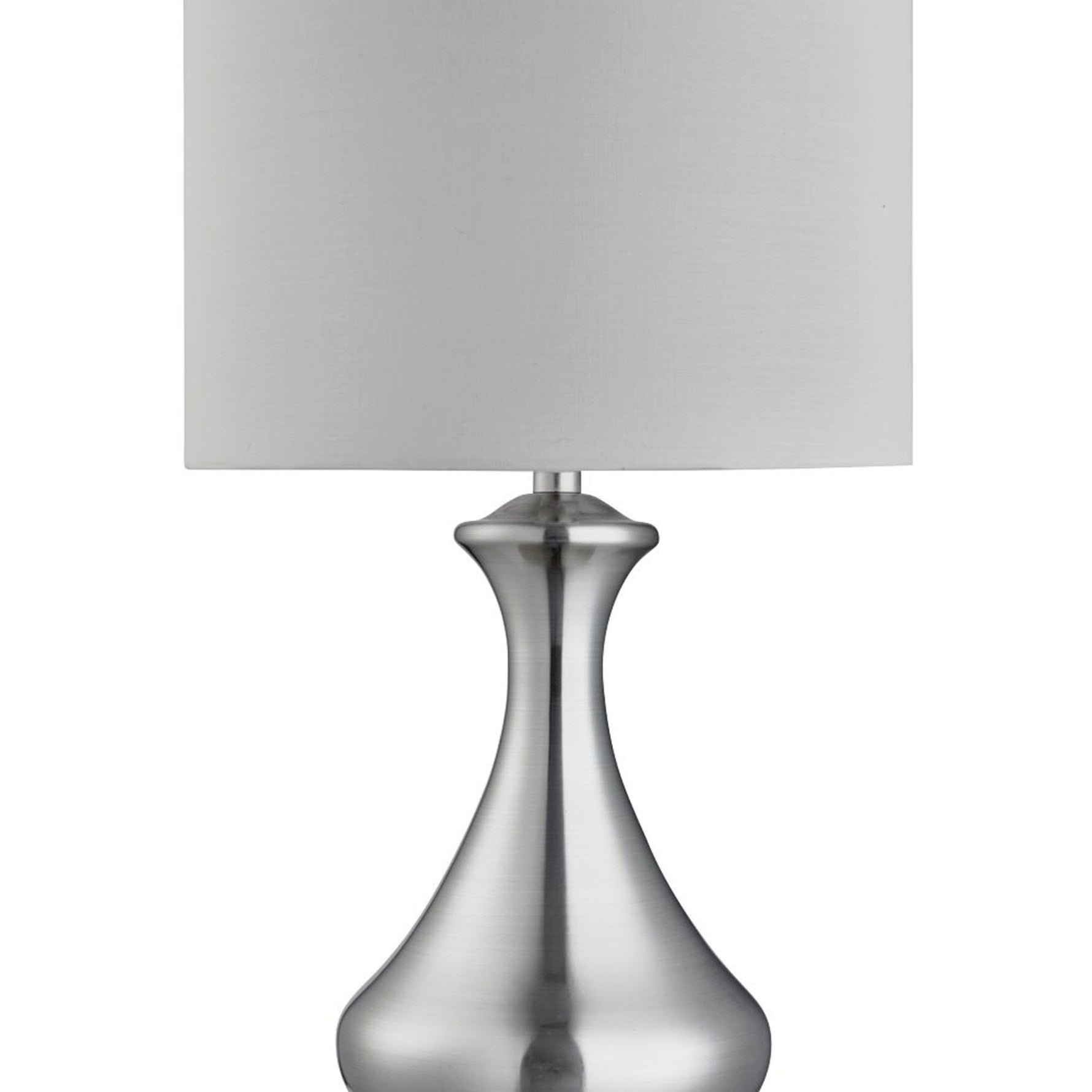Searchlight Electric Touch Table Lamp - Satin Silver Metal & Ivory Fabric Shade 2750SS