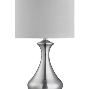 Searchlight Electric Touch Table Lamp - Satin Silver Metal & Ivory Fabric Shade 2750SS