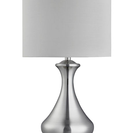 Searchlight Electric Touch Table Lamp - Satin Silver Metal & Ivory Fabric Shade 2750SS