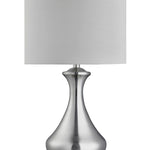 Searchlight Electric Touch Table Lamp - Satin Silver Metal & Ivory Fabric Shade 2750SS