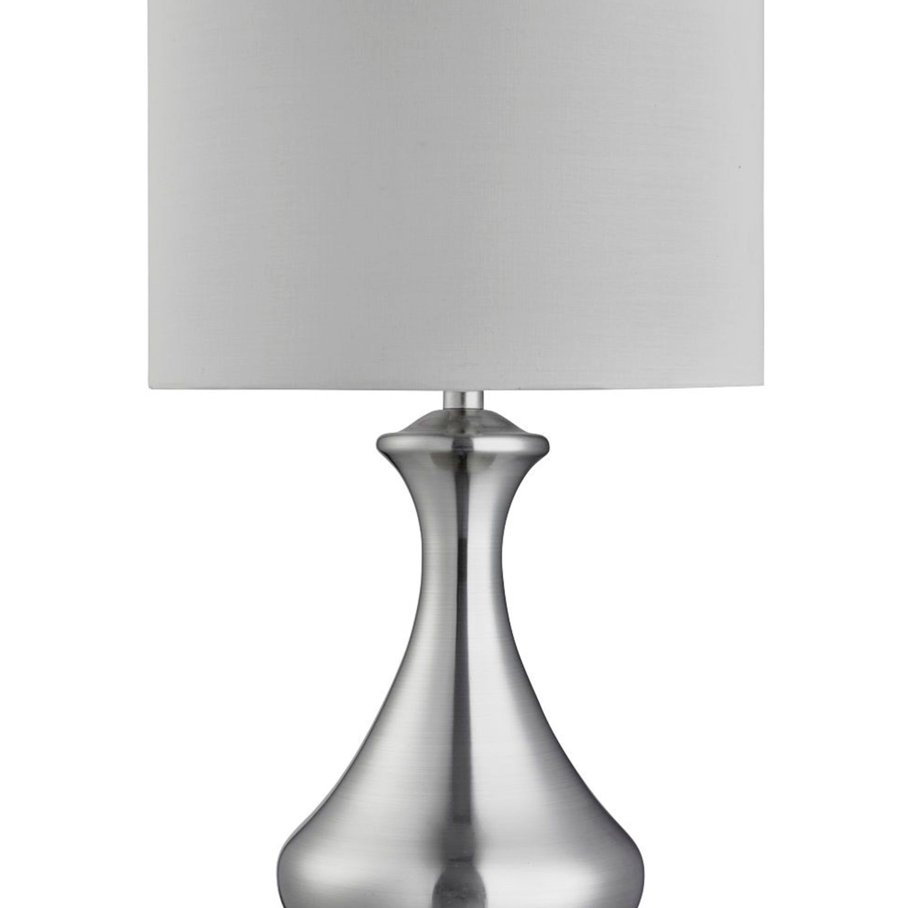 Searchlight Electric Touch Table Lamp - Satin Silver Metal & Ivory Fabric Shade 2750SS