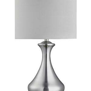 Searchlight Electric Touch Table Lamp - Satin Silver Metal & Ivory Fabric Shade 2750SS