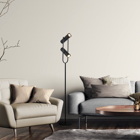 Searchlight Electric Telescope 2Lt Floor Lamp - Matt Black Metal 2792BK