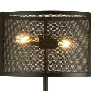 Searchlight Electric Fishnet  2Lt Floor Lamp  - Matt Black Metal & Mesh Shade 2832-2BK