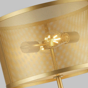 Searchlight Electric Fishnet Floor Lamp - Gold Metal & Mesh Shade 2832-2GO