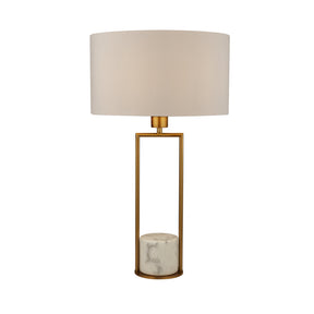 Claire Table Lamp - Gold Metal, White Marble & White Shade