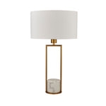 Searchlight Electric Claire Table Lamp - Gold Metal, White Marble & White Shade 2871GO