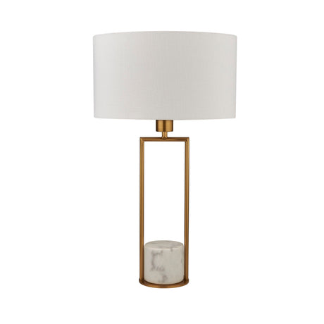Searchlight Electric Claire Table Lamp - Gold Metal, White Marble & White Shade 2871GO