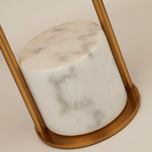 Searchlight Electric Claire Table Lamp - Gold Metal, White Marble & White Shade 2871GO