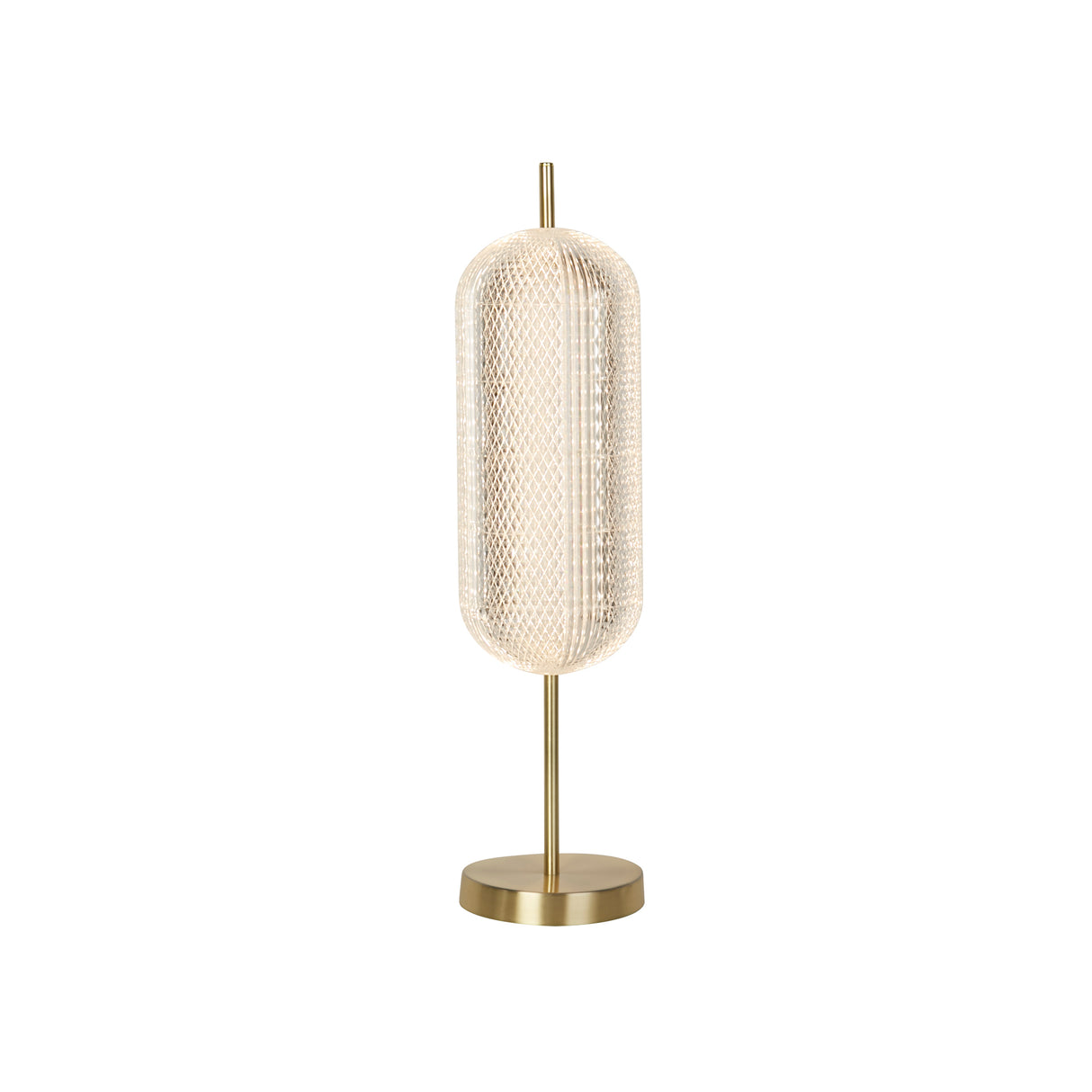 Capsule LED Table Lamp, Satin Brass Metal and Acrylic Shade