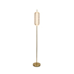Capsule LED Floor Lamp, Satin Brass Metal and Acrylic Shade