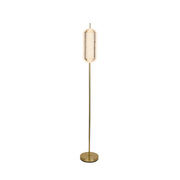 Capsule LED Floor Lamp, Satin Brass Metal and Acrylic Shade