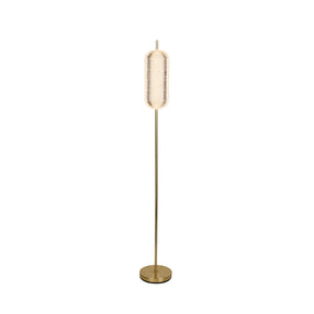 Capsule LED Floor Lamp, Satin Brass Metal and Acrylic Shade