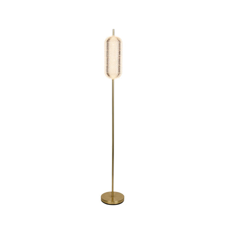 Capsule LED Floor Lamp, Satin Brass Metal and Acrylic Shade