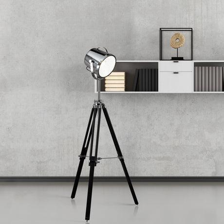 Searchlight Electric Studio Adjustable Floor Lamp Black & Chrome Shade 3013
