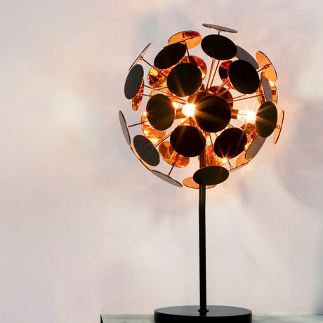 Searchlight Electric Discus 3Lt Table Lamp - Black Metal, Black & Gold PC Discs 3070BG