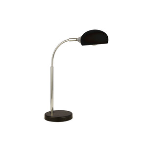 Searchlight Electric Astro Table Lamp - Black & Chrome Metal & White Glass Shade 3086-1BK