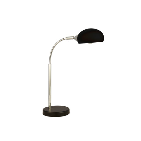 Searchlight Electric Astro Table Lamp - Black & Chrome Metal & White Glass Shade 3086-1BK