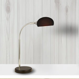 Searchlight Electric Astro Table Lamp - Black & Chrome Metal & White Glass Shade 3086-1BK