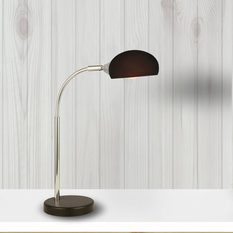Searchlight Electric Astro Table Lamp - Black & Chrome Metal & White Glass Shade 3086-1BK
