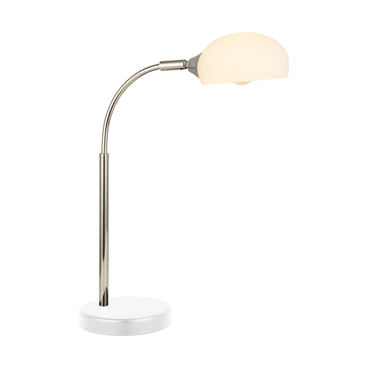 Astro Table Lamp - Black & Chrome Metal & Opal Glass Shade