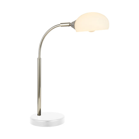Astro Table Lamp - Black & Chrome Metal & Opal Glass Shade