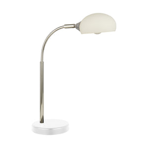 Searchlight Electric Astro Table Lamp - Black & Chrome Metal & Opal Glass Shade 3086-1WH