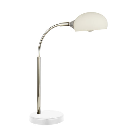 Searchlight Electric Astro Table Lamp - Black & Chrome Metal & Opal Glass Shade 3086-1WH