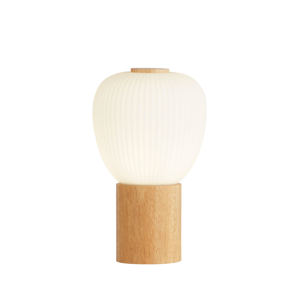 Ella Table Lamp - Wood & Opal Ribbed Glass