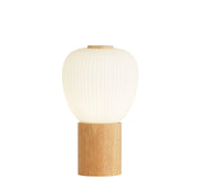 Ella Table Lamp - Wood & Opal Ribbed Glass
