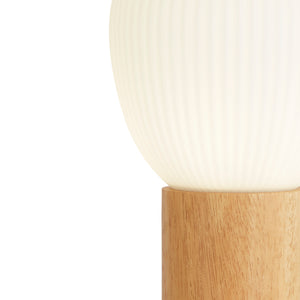 Searchlight Electric Ella Table Lamp - Wood & Opal Ribbed Glass 31410-1NA