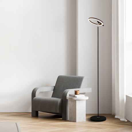 Searchlight Electric Space LED Floor Lamp, Black Metal 32803BK