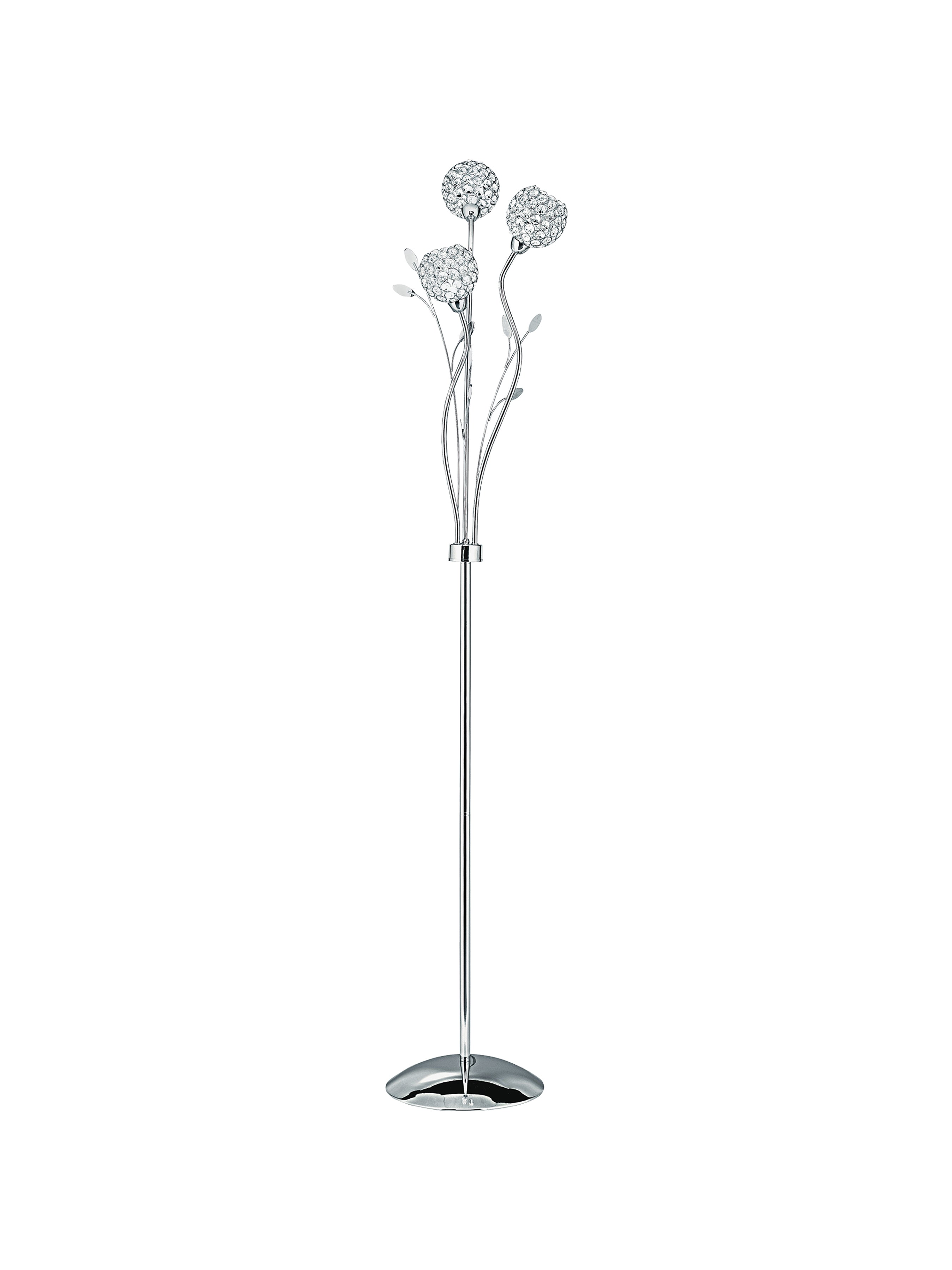 Bellis II 3Lt Floor Lamp - Chrome & Clear Glass