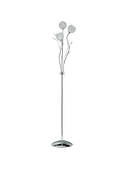 Bellis II 3Lt Floor Lamp - Chrome & Clear Glass