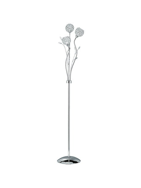 Bellis II 3Lt Floor Lamp - Chrome & Clear Glass