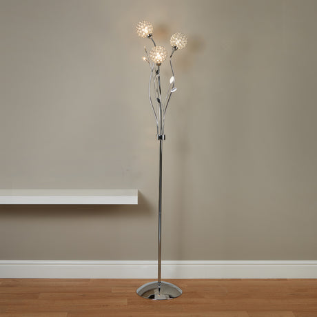 Searchlight Electric Bellis II 3Lt Floor Lamp - Chrome & Clear Glass 3573CC
