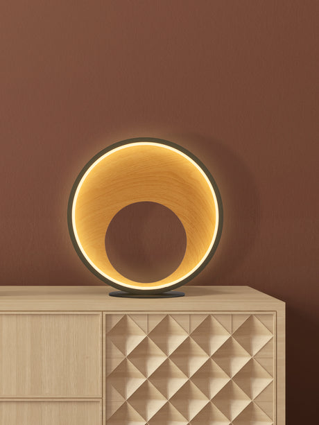 Searchlight Electric Curio Table Lamp - Black Metal & Wood 36301-1BK